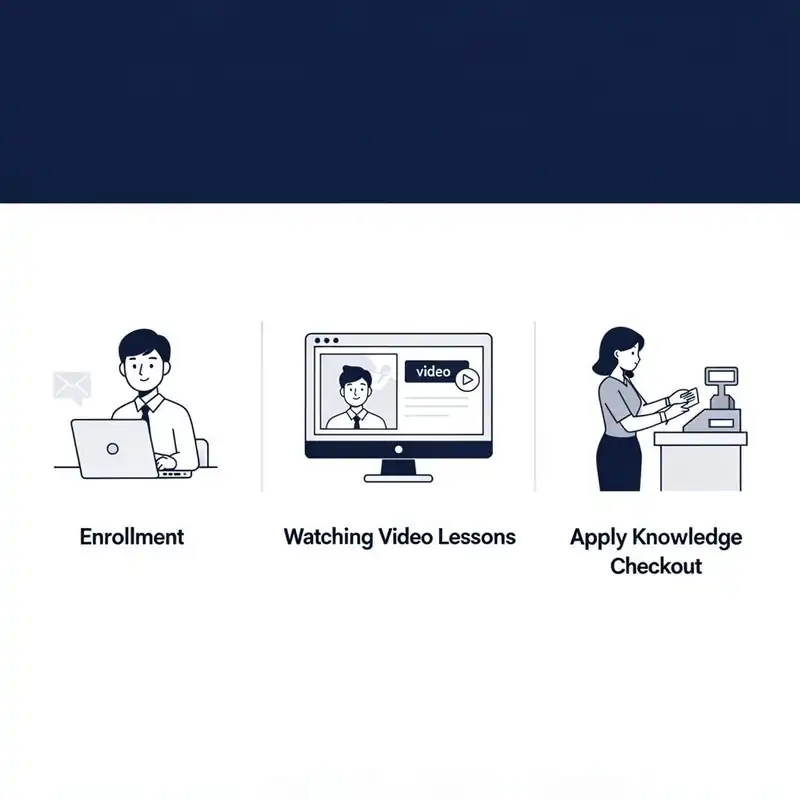 Three steps: sign up, watch lessons, complete daily missions